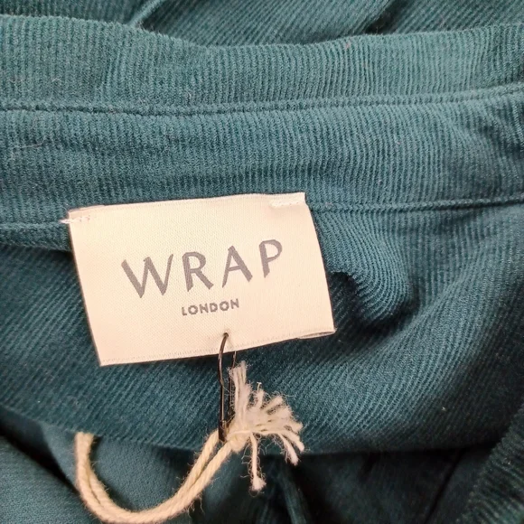 Wrap London Corduroy Shirt Dress Size 2 Women Cotton Long Sleeve Color Deep Teal - Picture 8 of 16
